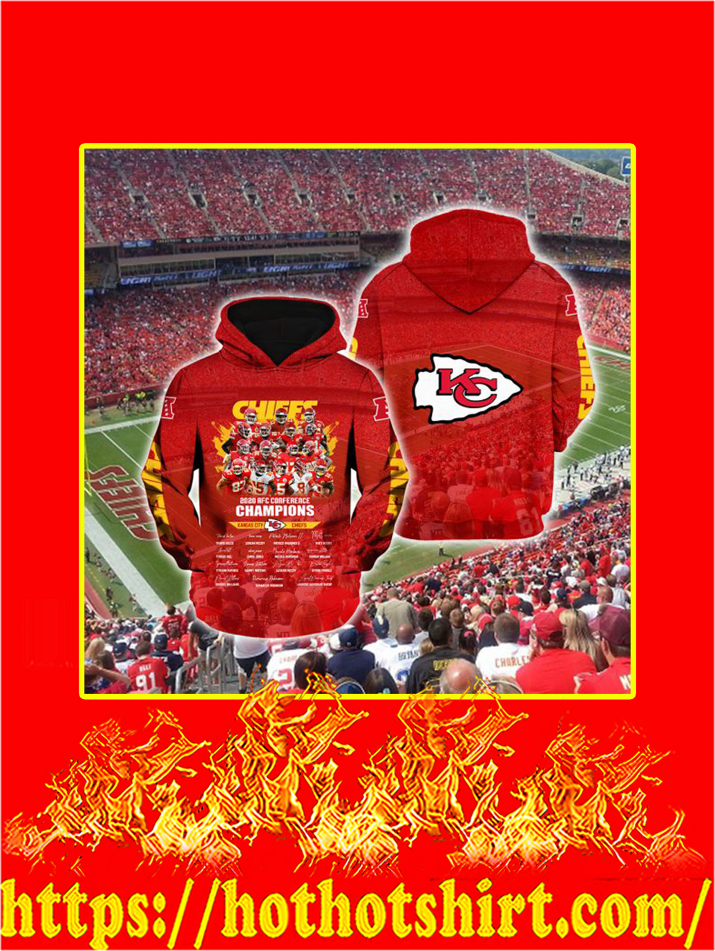 Kansas City Chiefs 2020 AFC Conference Champions 3D Hoodie and T-shirt