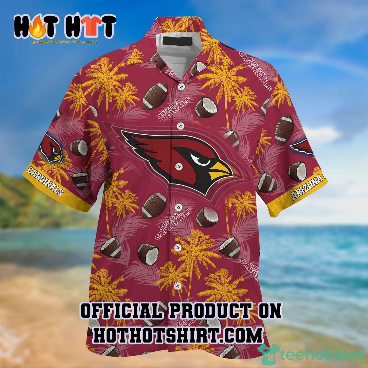 Arizona cardinals nfl palm tree hawaiian shirt and short