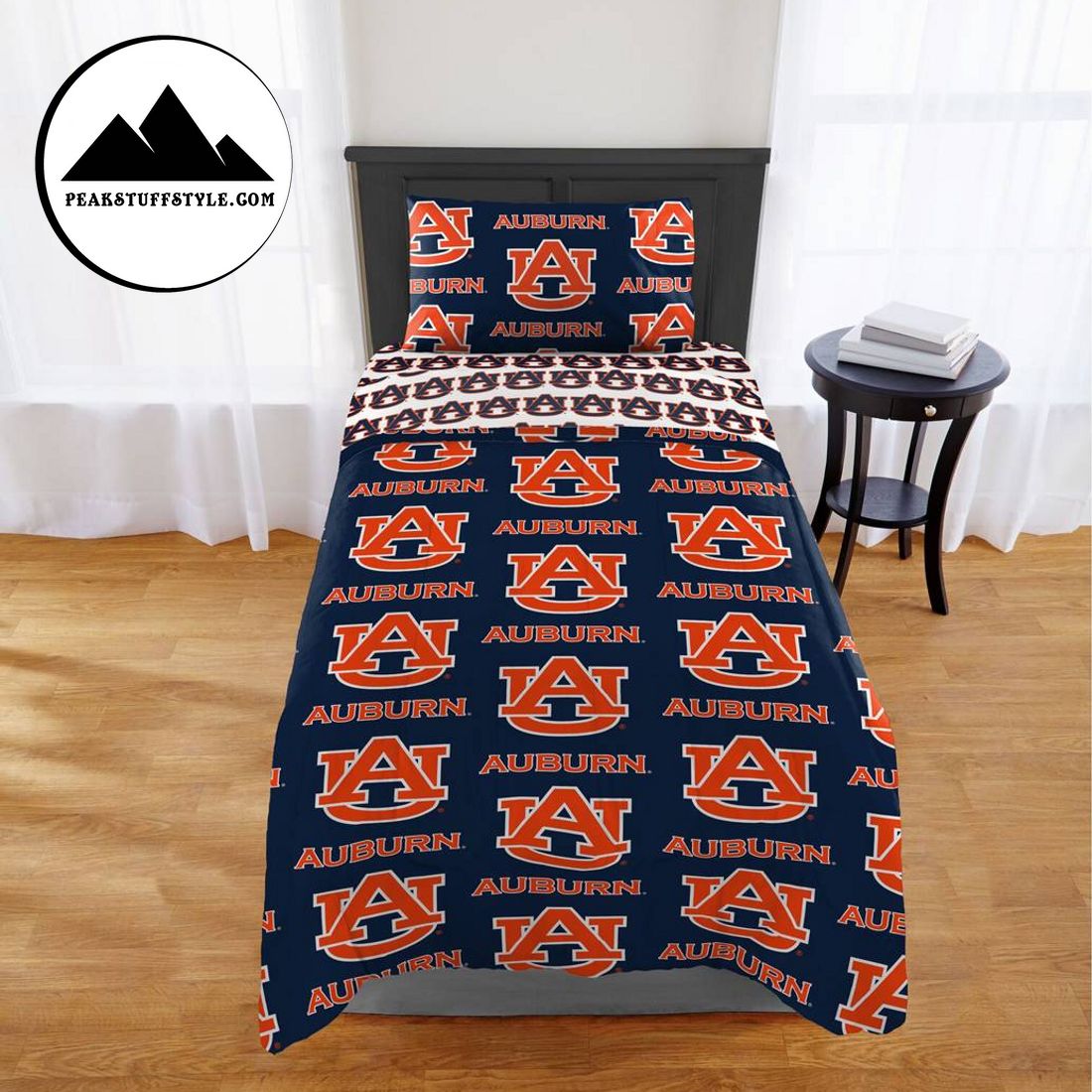AUBURN TIGERS NCAA ROTARY TWIN BED IN A BAG SET BEDDING SET