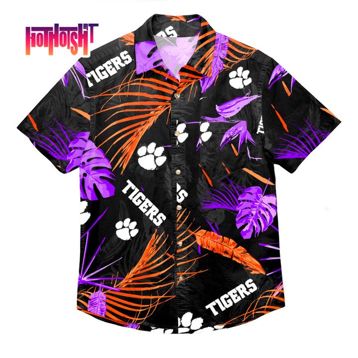 Clemson Tigers NCAA Neon Flower Hawaiian Shirt