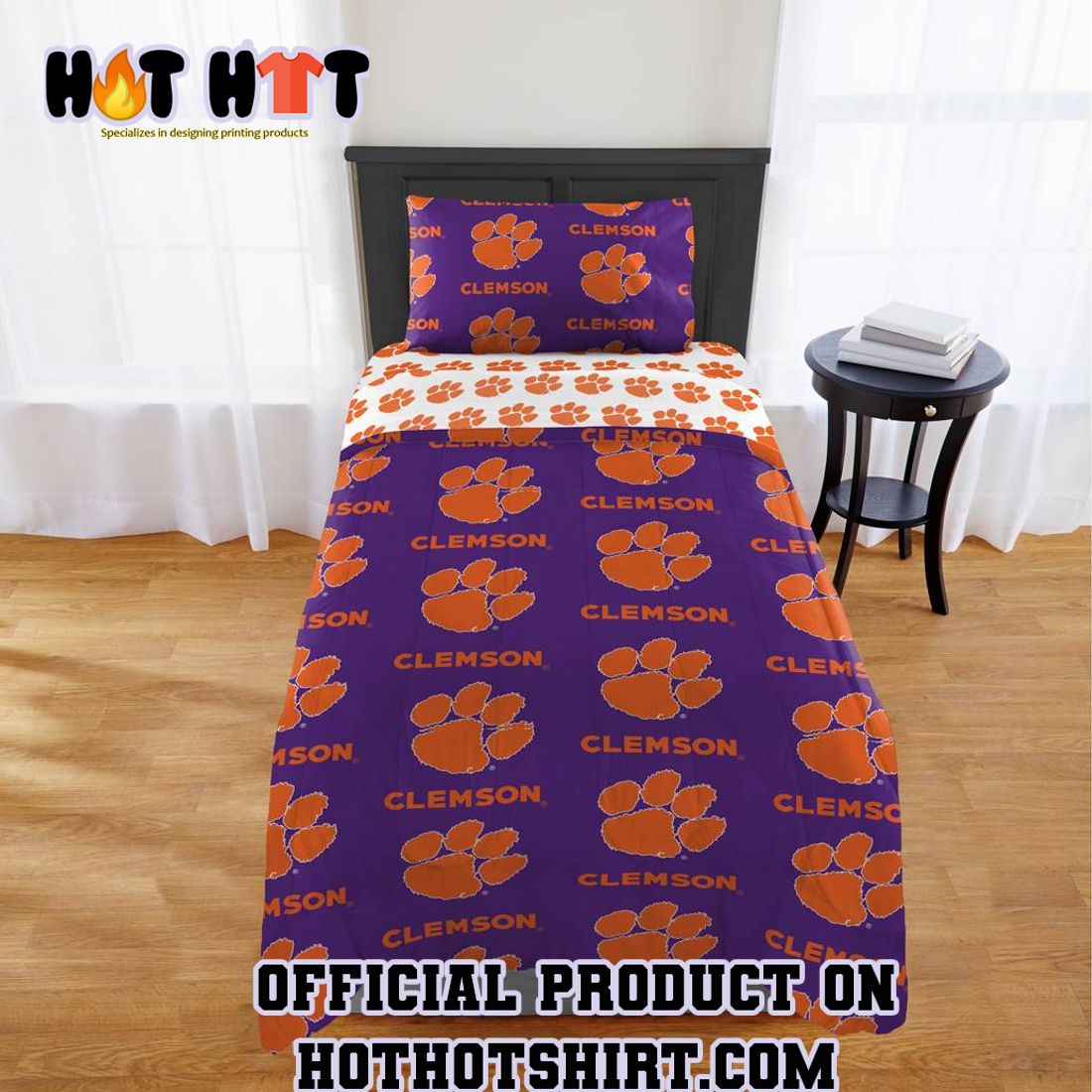 HOT SEARCH NCAA Clemson Tigers Rotary Twin Bed in a Bag Set Bedding Set
