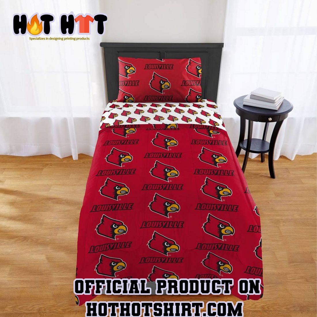 HOT SEARCH NCAA Louisville Cardinals Rotary Twin Bed in a Bag Set Bedding Set