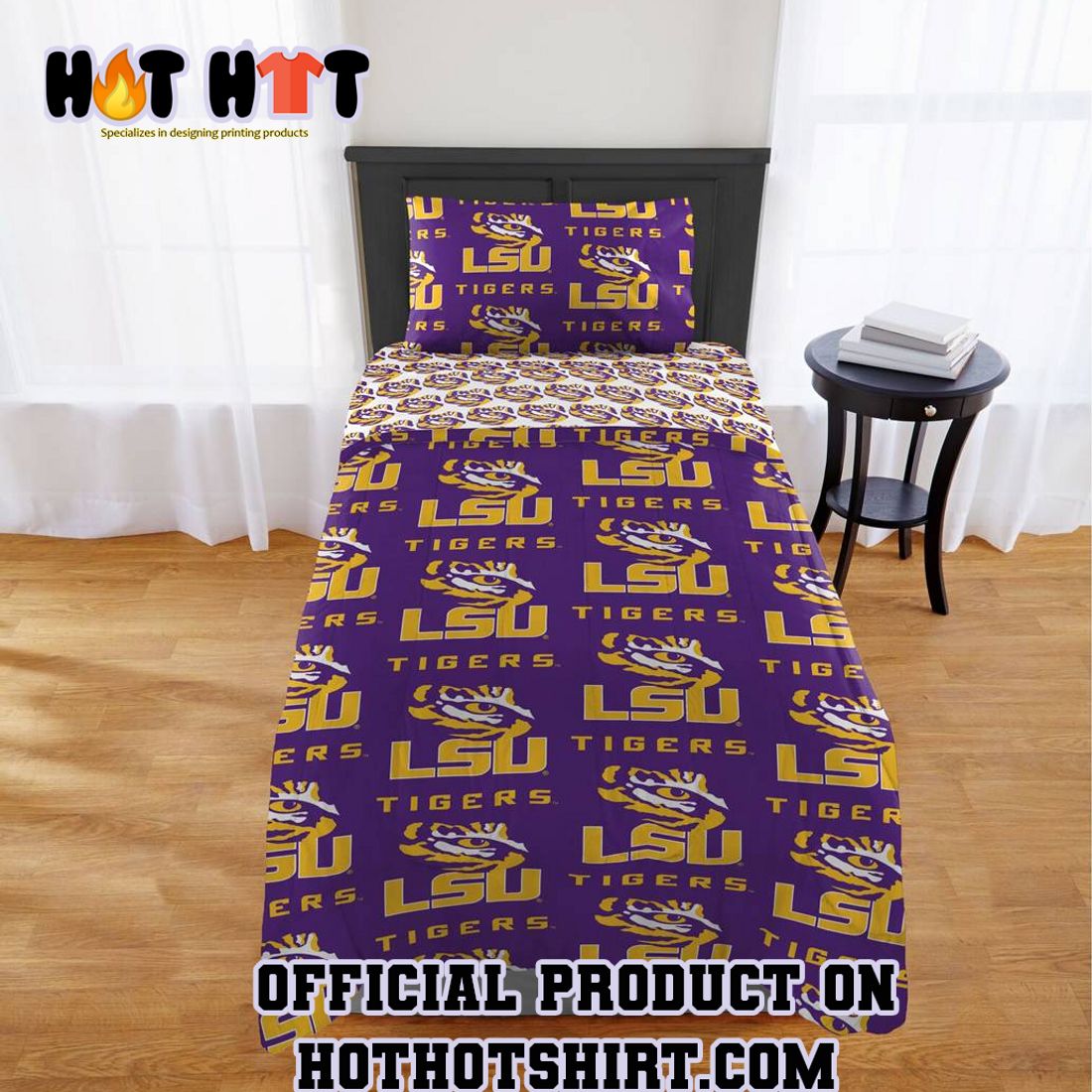 HOT SEARCH NCAA LSU Tigers Rotary Twin Bed in a Bag Set Bedding Set