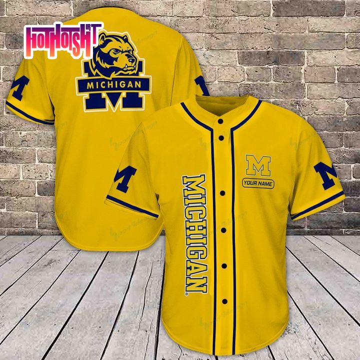 Michigan Wolverines Custom Name Baseball Jersey