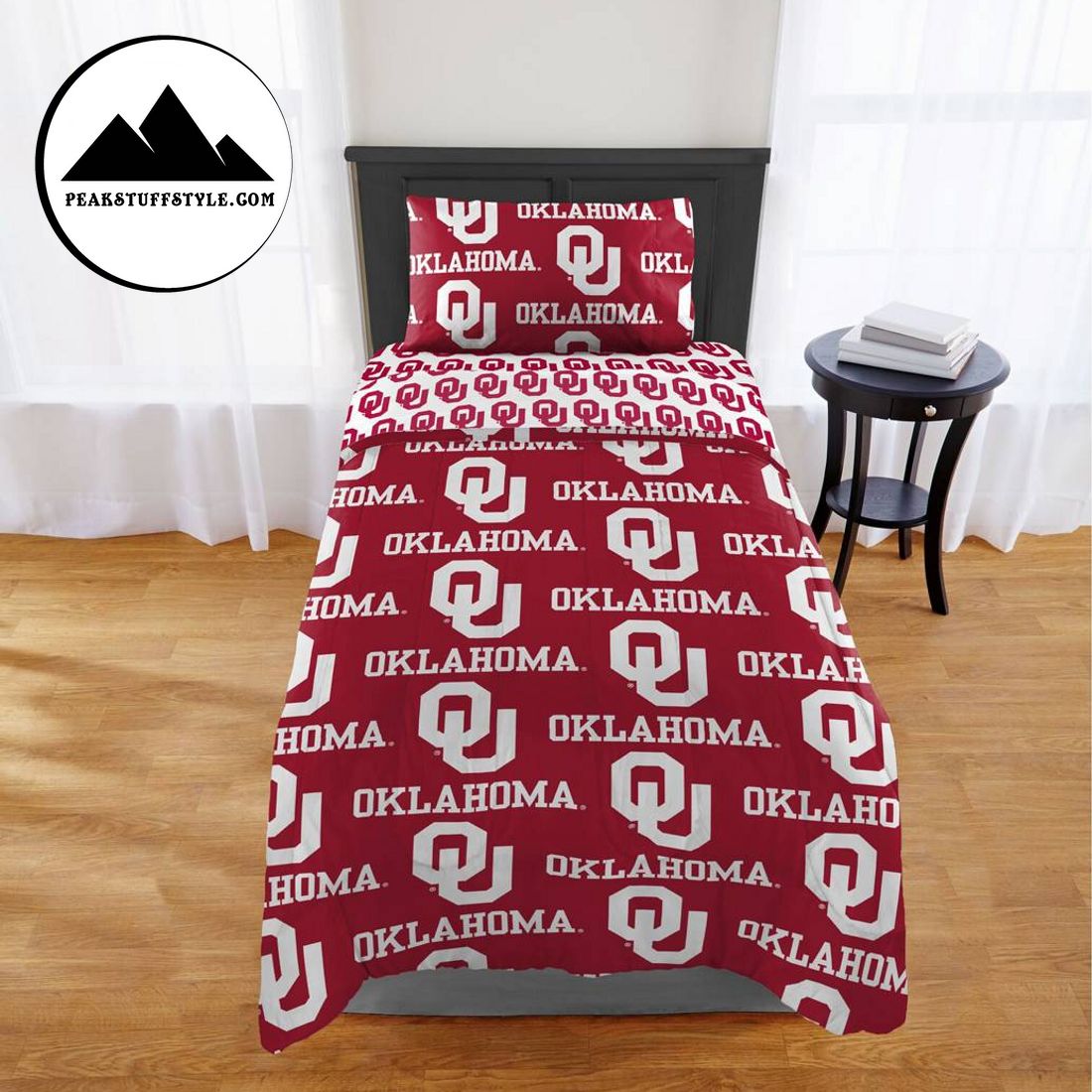 OKLAHOMA SOONERS NCAA ROTARY TWIN BED IN A BAG SET BEDDING SET