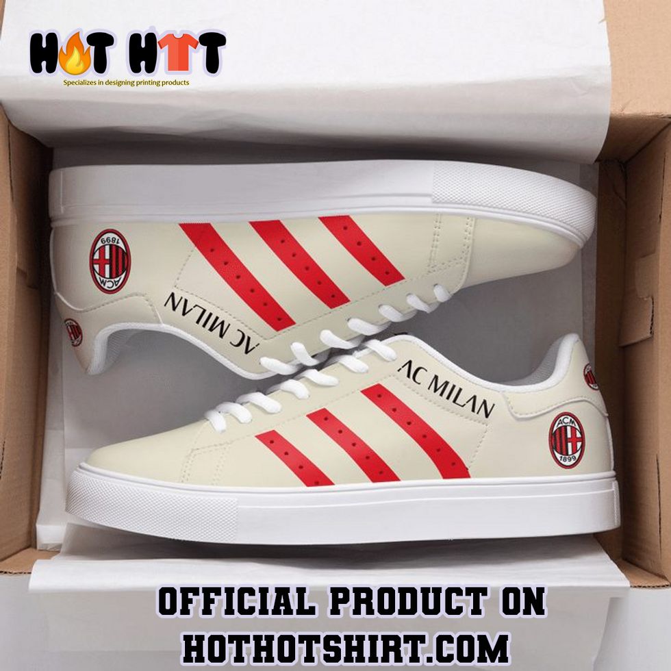AC Milan Cream Red Adidas Stan Smith Shoes