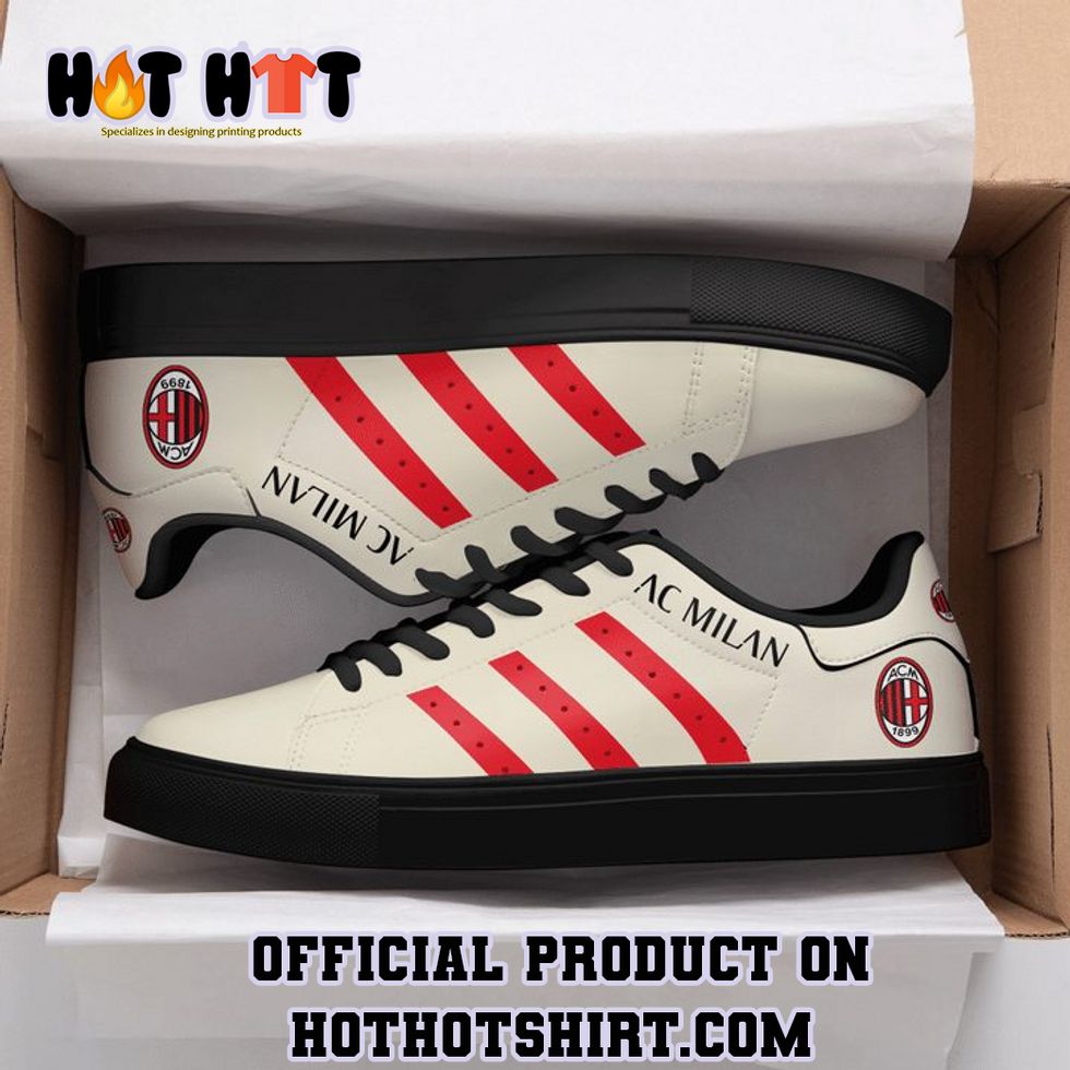 AC Milan Cream Red Adidas Stan Smith Shoes