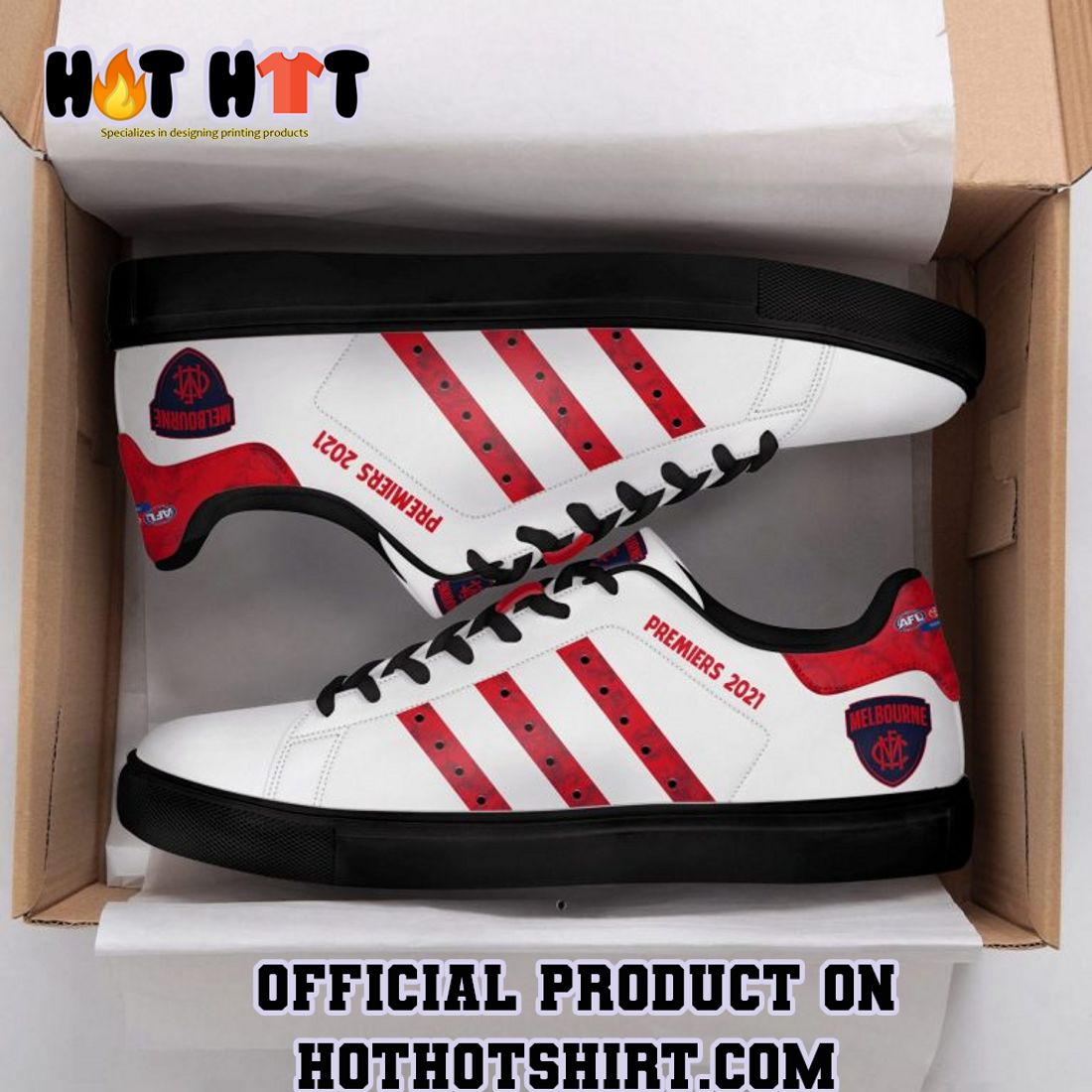 AFL MELBOURNE DEMONS WHITE RED 2021 ADIDAS STAN SMITH SHOES