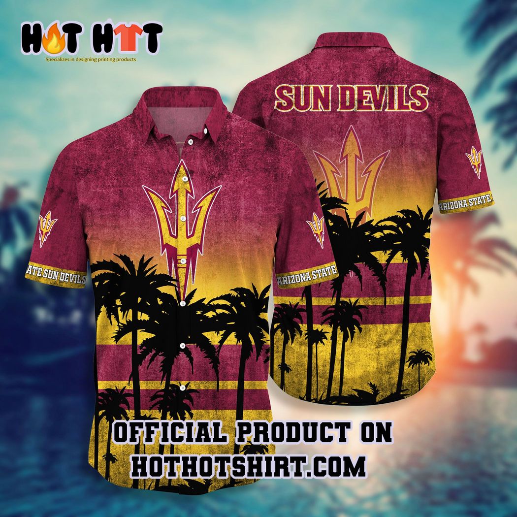 Arizona state sun devils ncaa palm tree hawaiian shirt and short