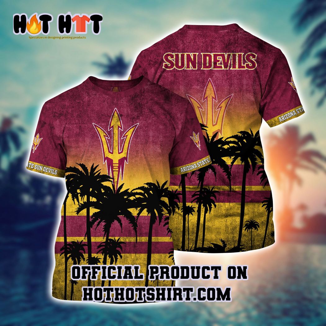 Arizona state sun devils ncaa palm tree hawaiian shirt and short