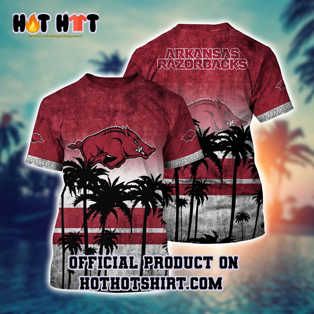 Arkansas razorbacks ncaa palm tree hawaiian shirt and short