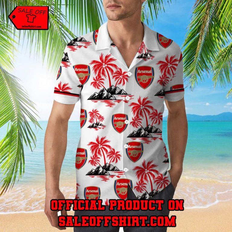 Arsenal FC EPL Palm Tree Hawaiian Shirt And Short
