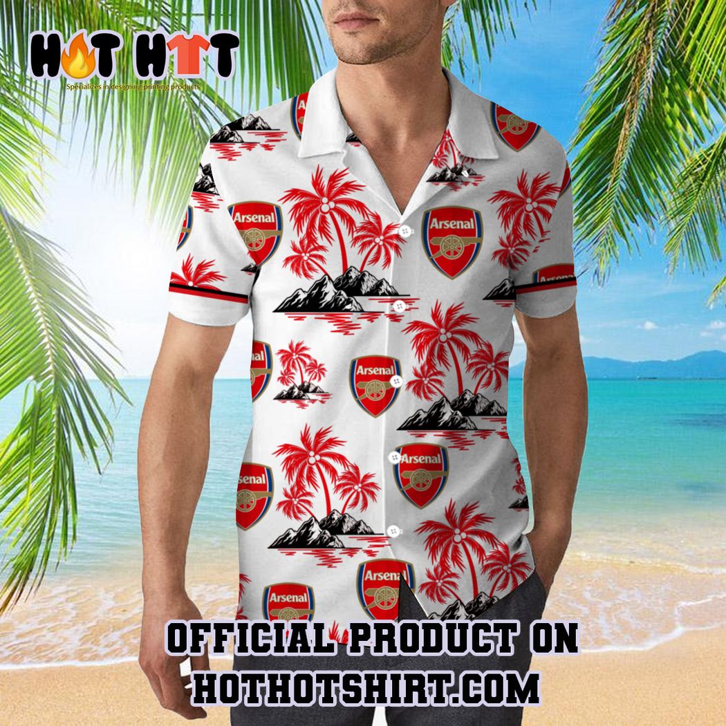 Arsenal FC EPL Palm Tree Hawaiian Shirt And Short