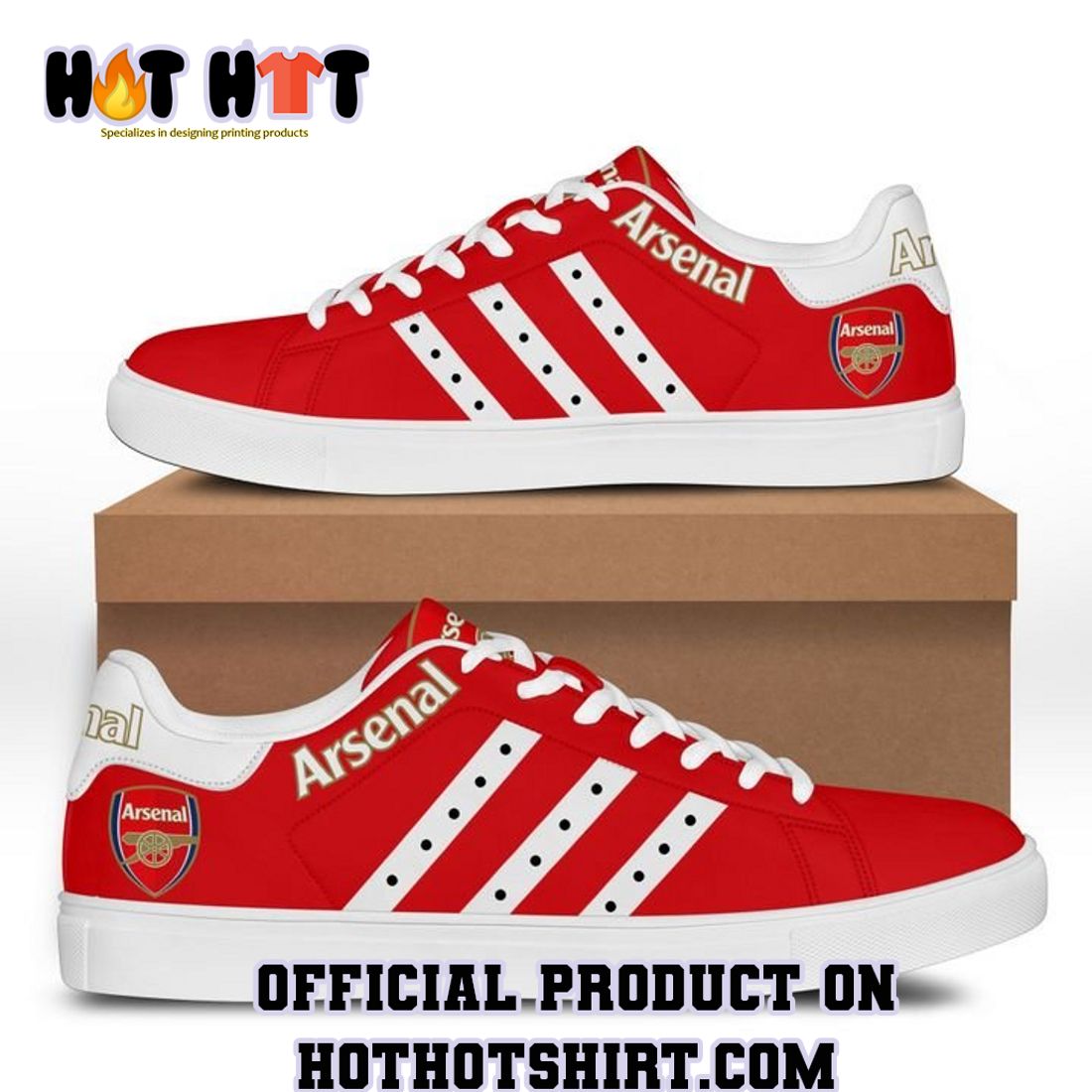 ARSENAL FC RED WHITE ADIDAS STAN SMITH SHOES