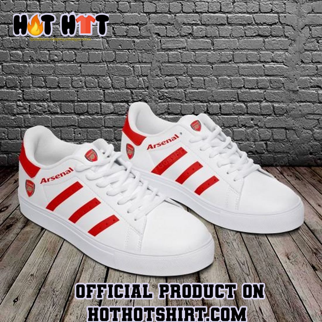 ARSENAL FC WHITE RED ADIDAS STAN SMITH SHOES