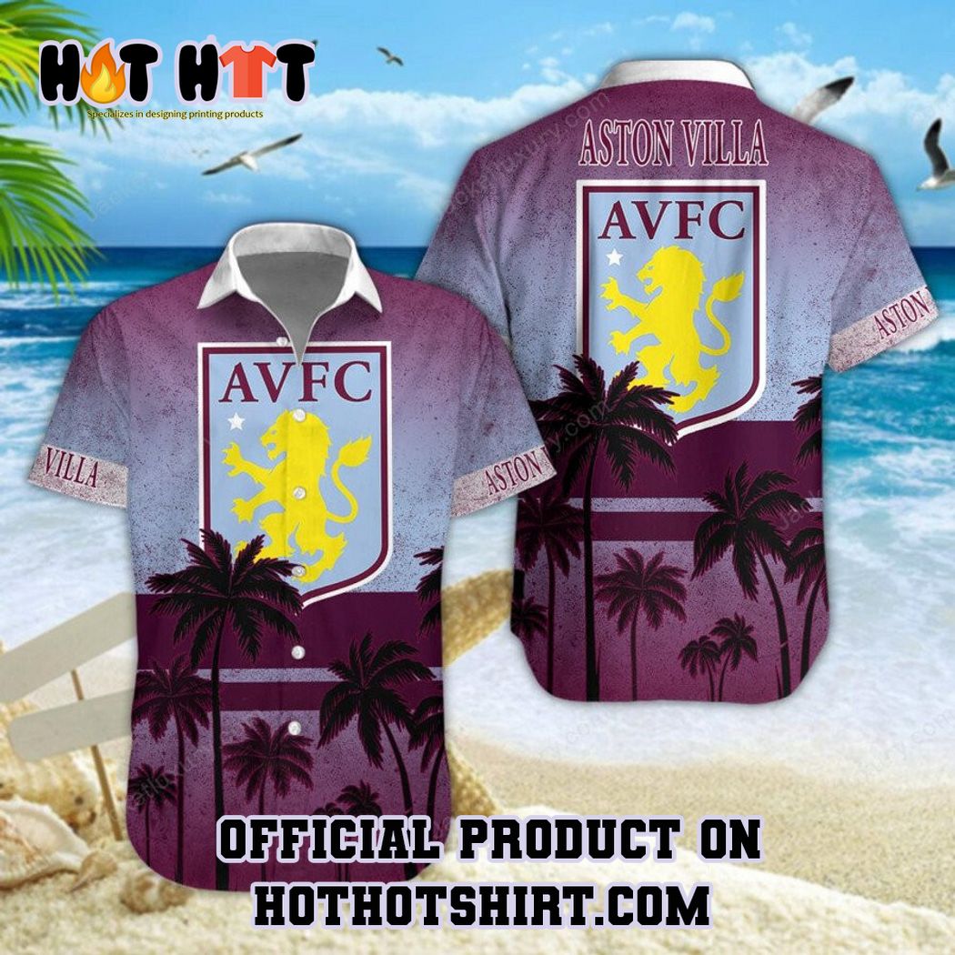 Aston Villa FC EPL Palm Tree Hawaiian Shirt And Short