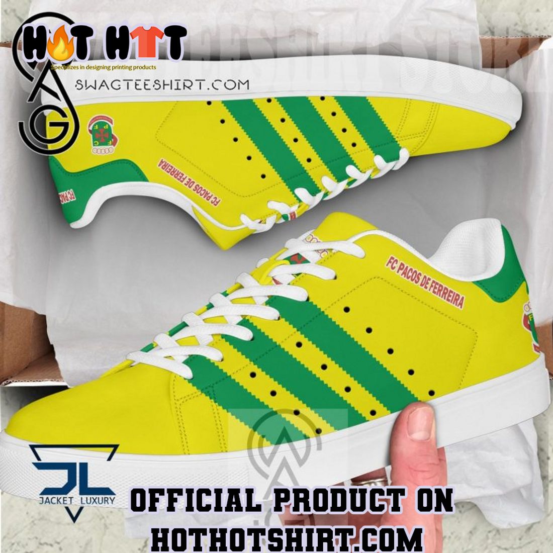 BEST SELLER FC Pacos de Ferreira Yellow Green Stripes Adidas Stan Smith Shoes