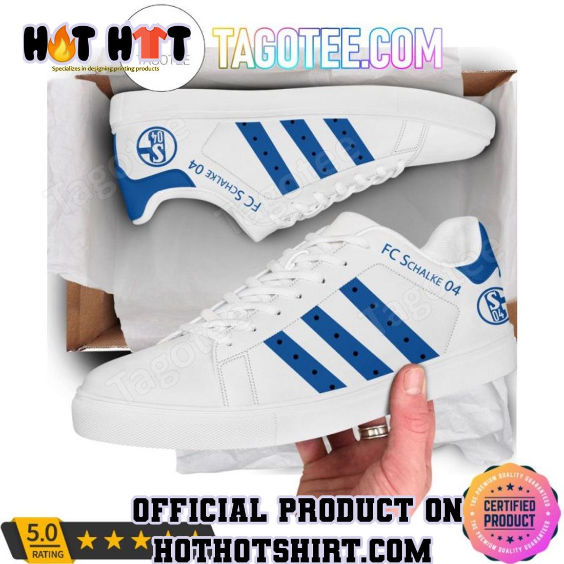 BEST SELLER FC Schalke 04 White Blue Default Version Adidas Stan Smith Shoes
