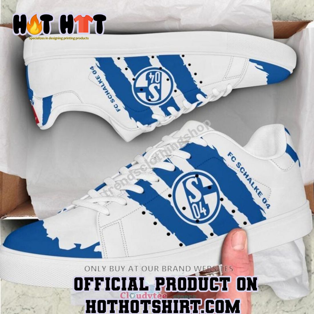 BEST SELLER FC Schalke 04 White Blue Style Version Adidas Stan Smith Shoes