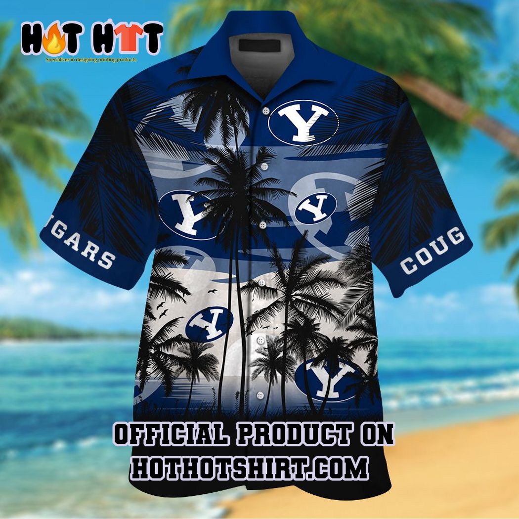 Byu cougars ncaa palm tree hawaiian shirt and short