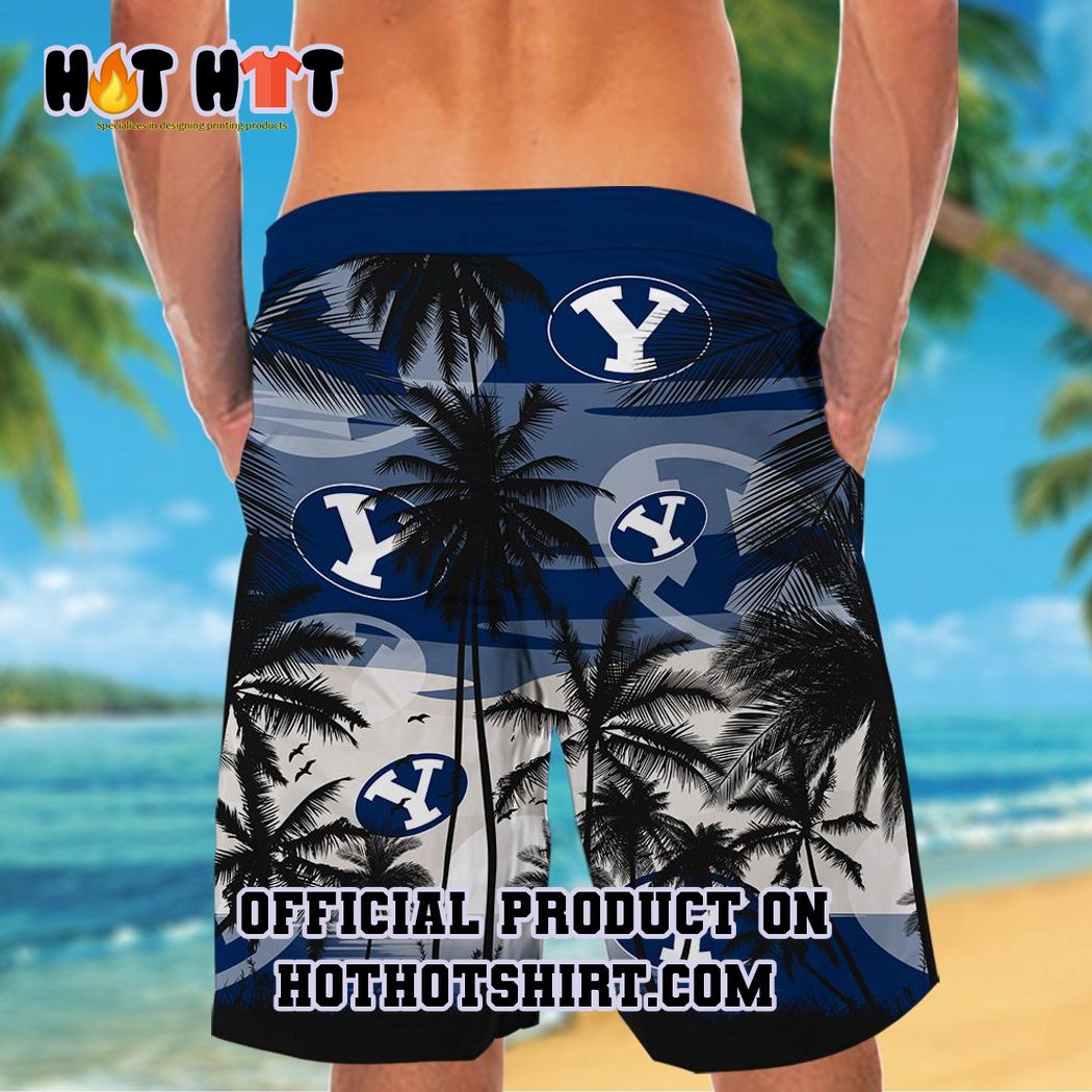 Byu cougars ncaa palm tree hawaiian shirt and short