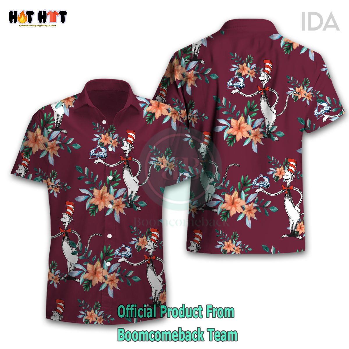 Dr Seuss Cosset Colorado Avalanche Logo Tropical Floral Hawaiian Shirt