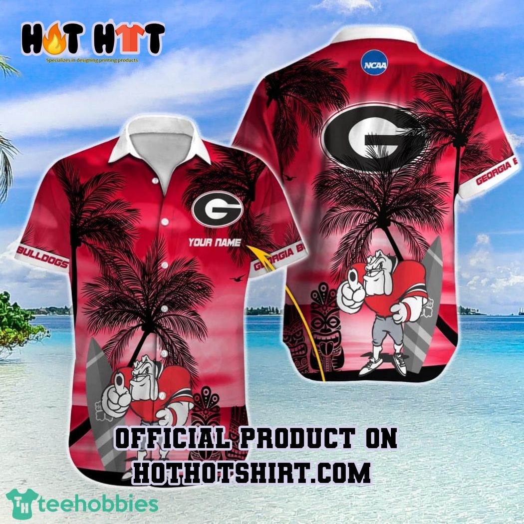 Georgia bulldogs ncaa palm tree hawaiian shirt and short