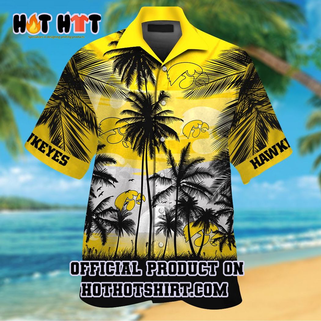 Iowa hawkeyes ncaa palm tree hawaiian shirt and short