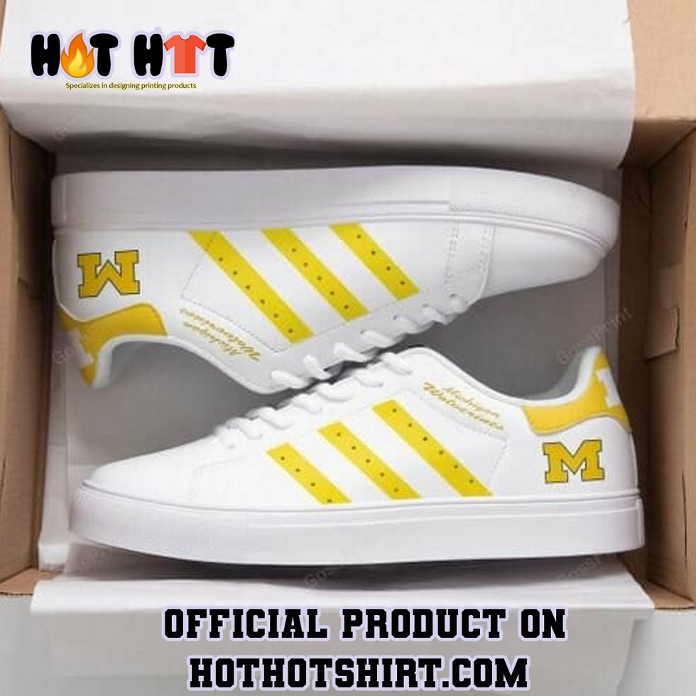 Michigan Wolverines White Maize Adidas Stan Smith Shoes