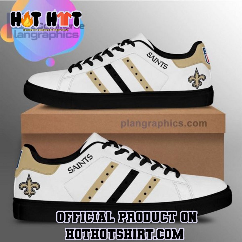 New Orleans Saints Custom Adidas Stan Smith Shoes  V2