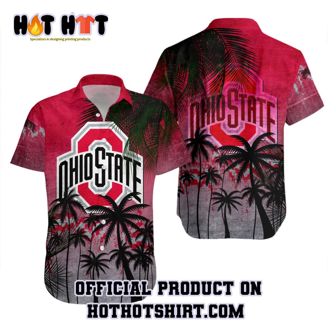 Ohio state buckeyes ncaa palm tree hawaiian shirt and short