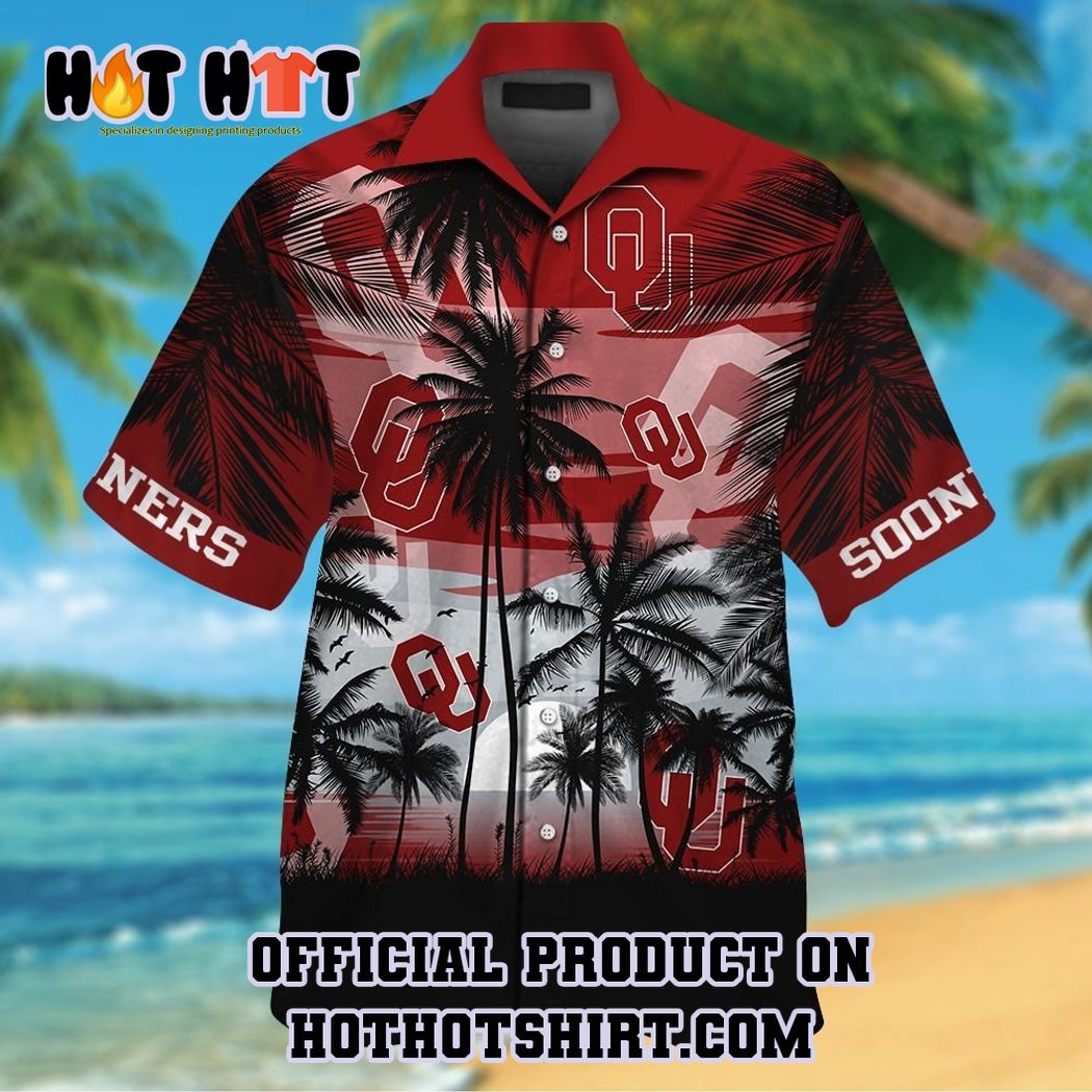 Oklahoma sooners ncaa palm tree hawaiian shirt and short