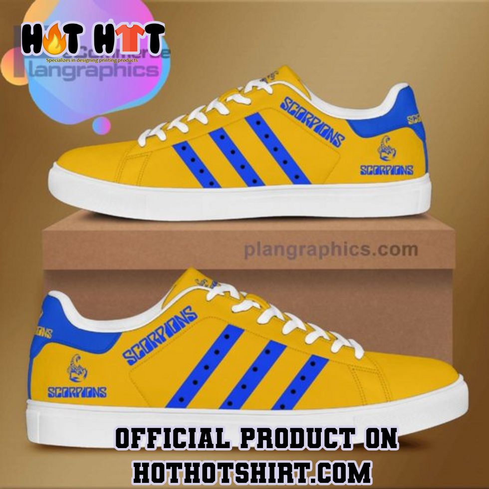 Scorpions Yellow Blue Adidas Stan Smith Shoes