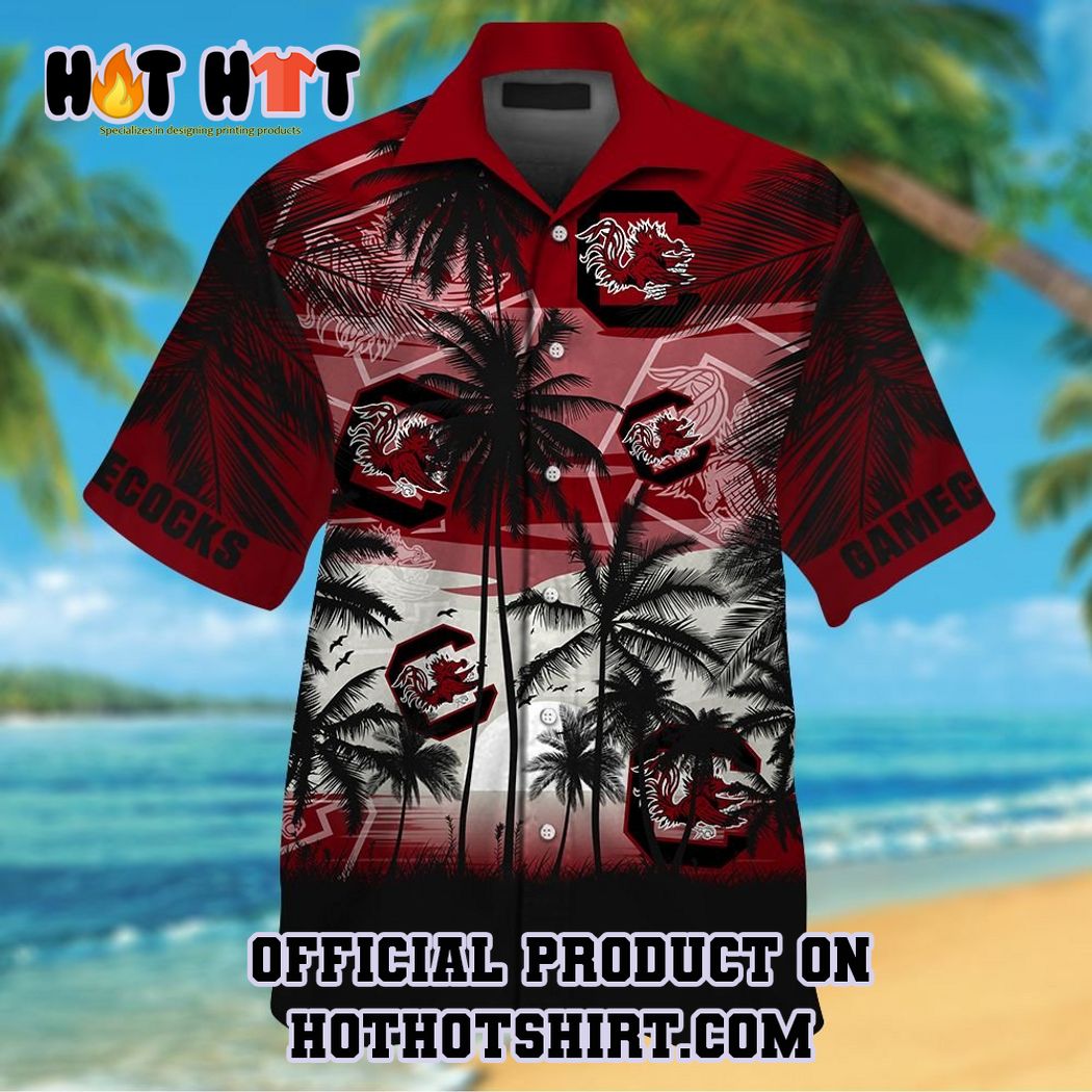 South carolina gamecocks ncaa palm tree hawaiian shirt and short