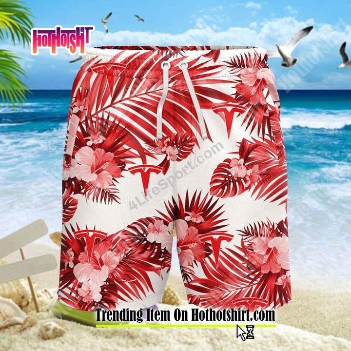 New Tesla Aloha Hawaiian Shirt Beach Short 2023