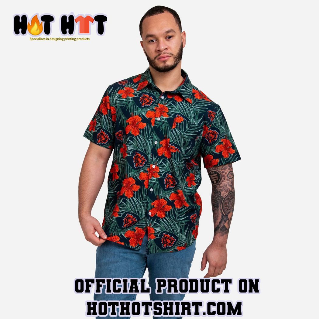 Chicago Bears Hibiscus Button Up Shirt