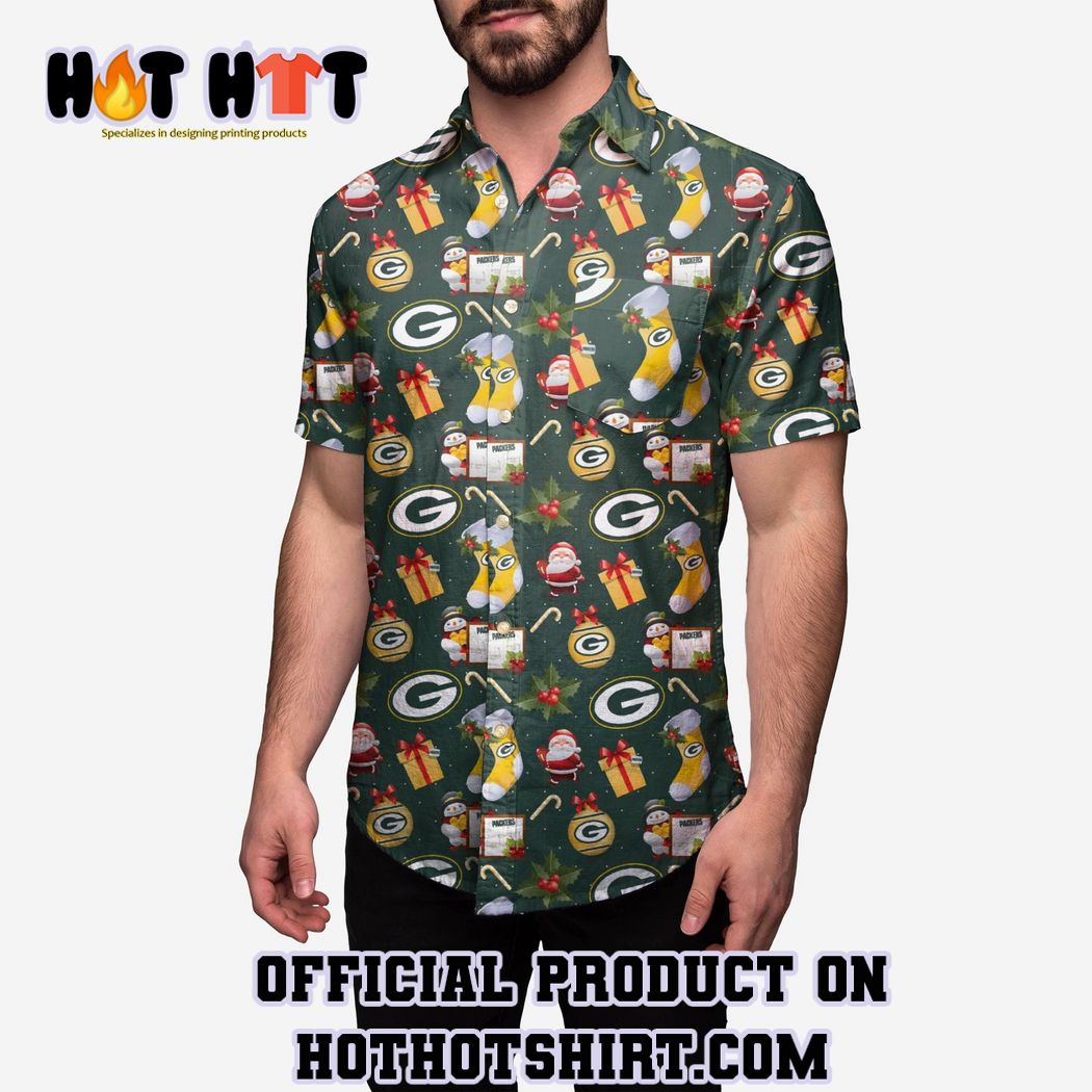 Green Bay Packers Christmas Explosion Button Up Shirt