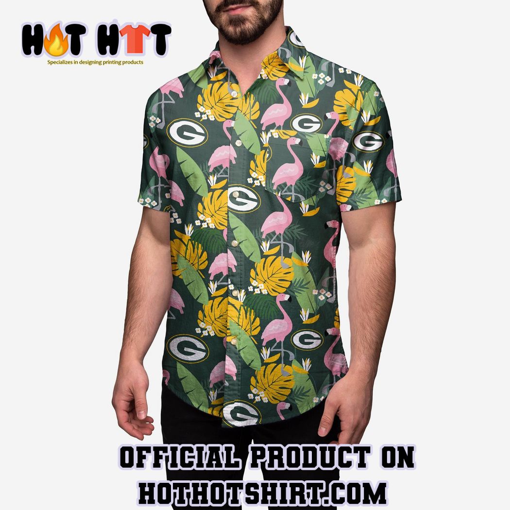 Green Bay Packers Floral Button Up Shirt