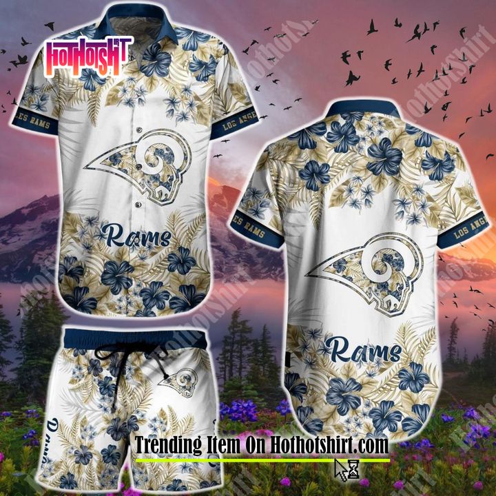 [Hot] Los Angeles Rams Flowers Hawaiian Shirt And Short