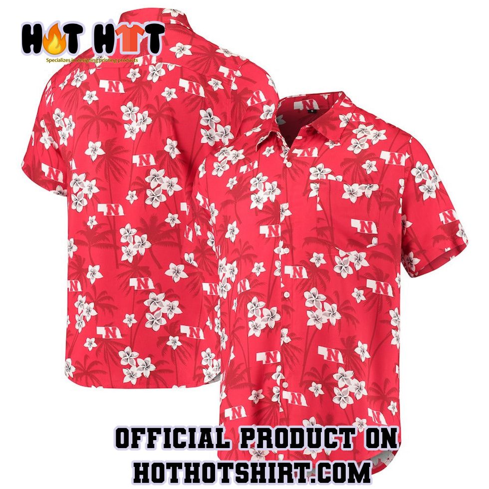 Nebraska Huskers Scarlet College Floral Button-Up Hawaiian Shirt