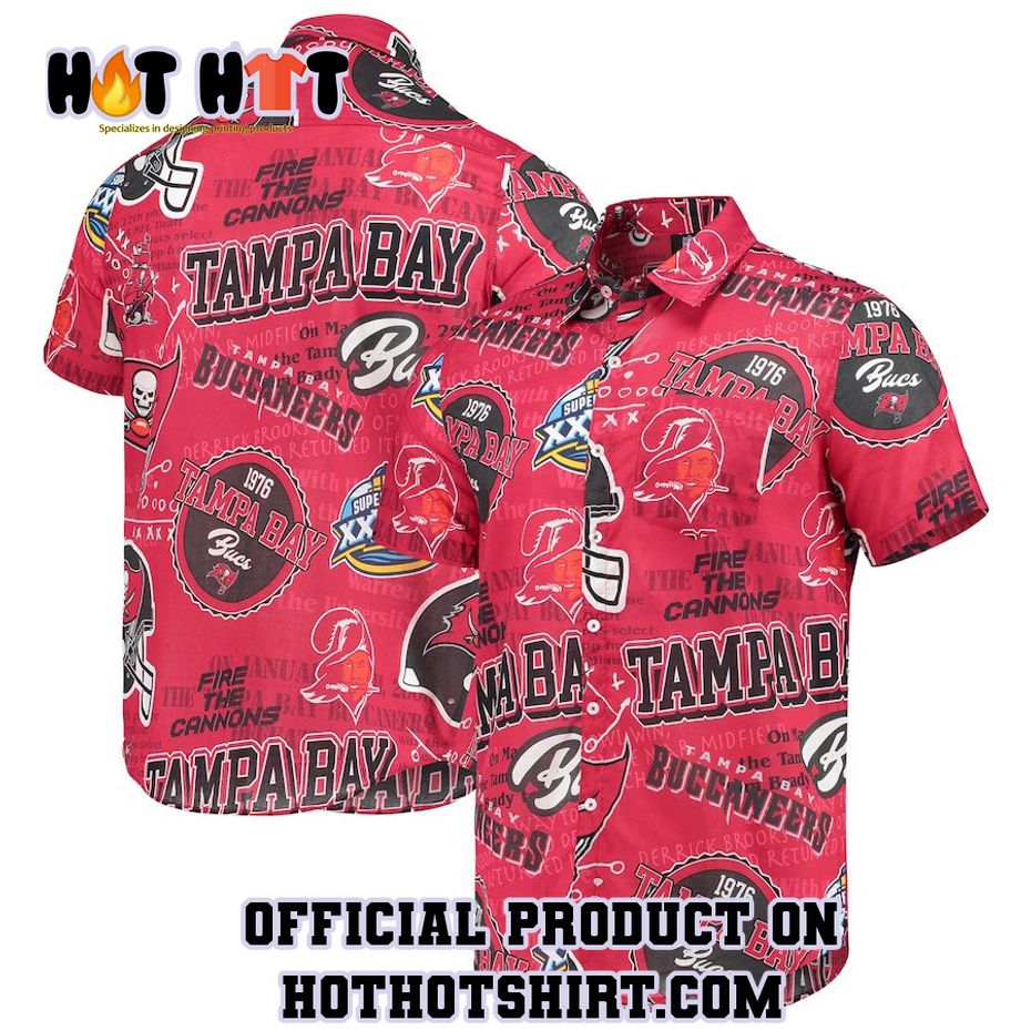 Tampa Bay Buccaneers Red Thematic Button-Up Hawaiian Shirt