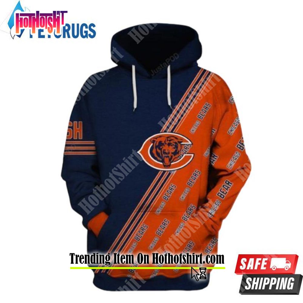 CHICAGO BEARS NFL FOOTBALL MANY LOGO NFL ALL OVER PRINT HOODIE