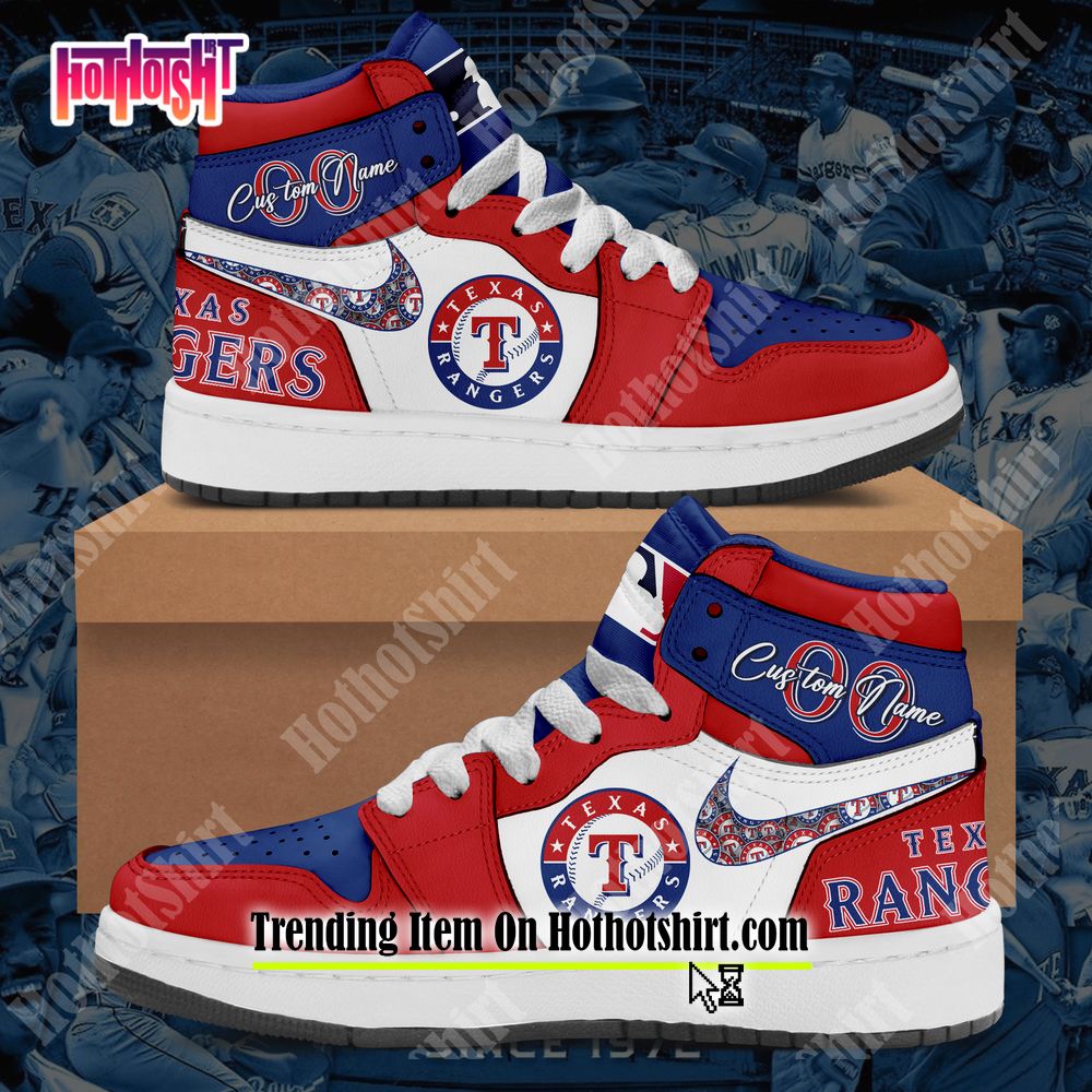 Custom MLB Texas Rangers Nike Logo Jordan 1 High, Rangers Baseball Gifts  for Fans - Reallgraphics