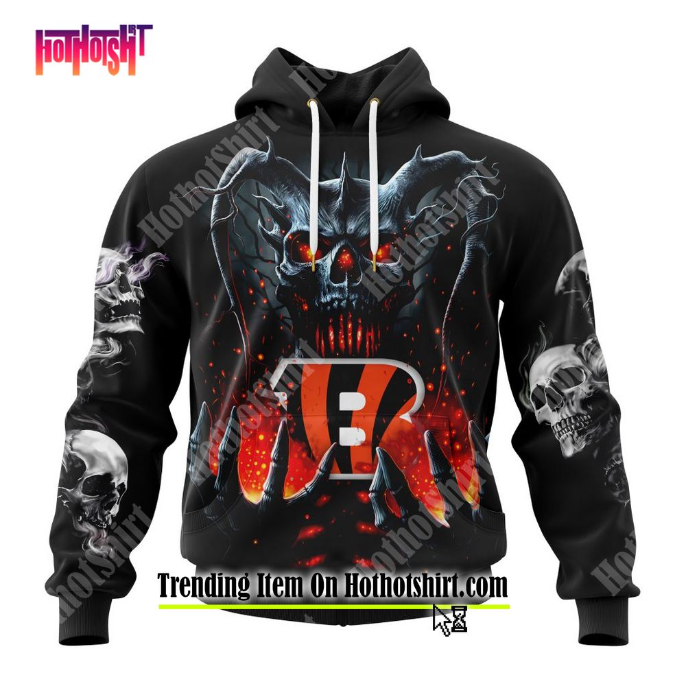 Cincinnati Bengals Logo American Football Skull 3D Hoodie Nfl 3D Sweatshirt  - Best Seller Shirts Design In Usa