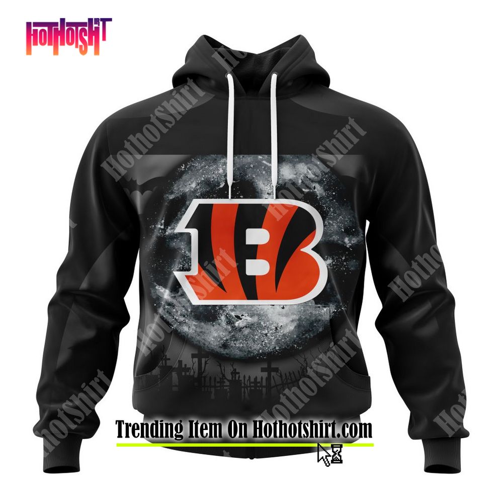 Custom Name Cincinnati Bengals Skull Print 3D Hoodie Halloween