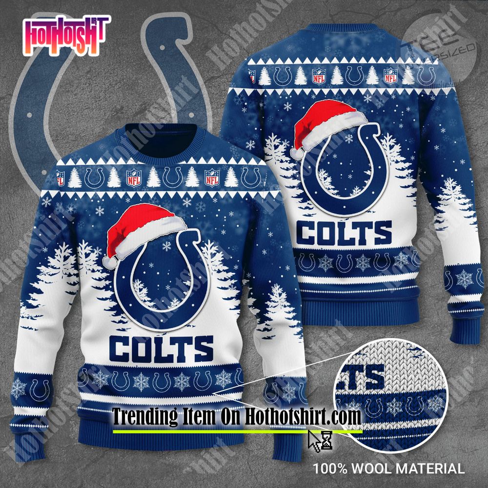 NFL Indianapolis Colts Skull Flower Ugly Christmas Ugly Sweater