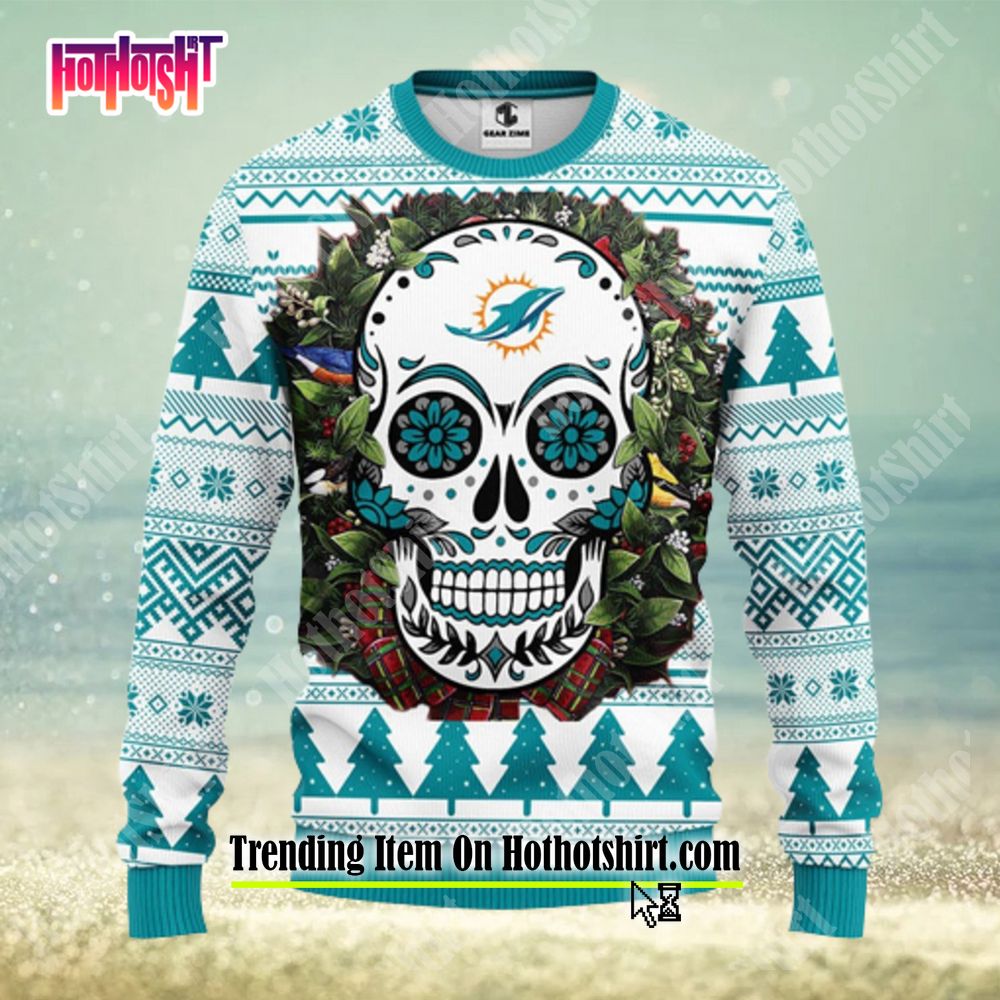 NFL Miami Dolphins Pub Dog Christmas Ugly Sweater 3D