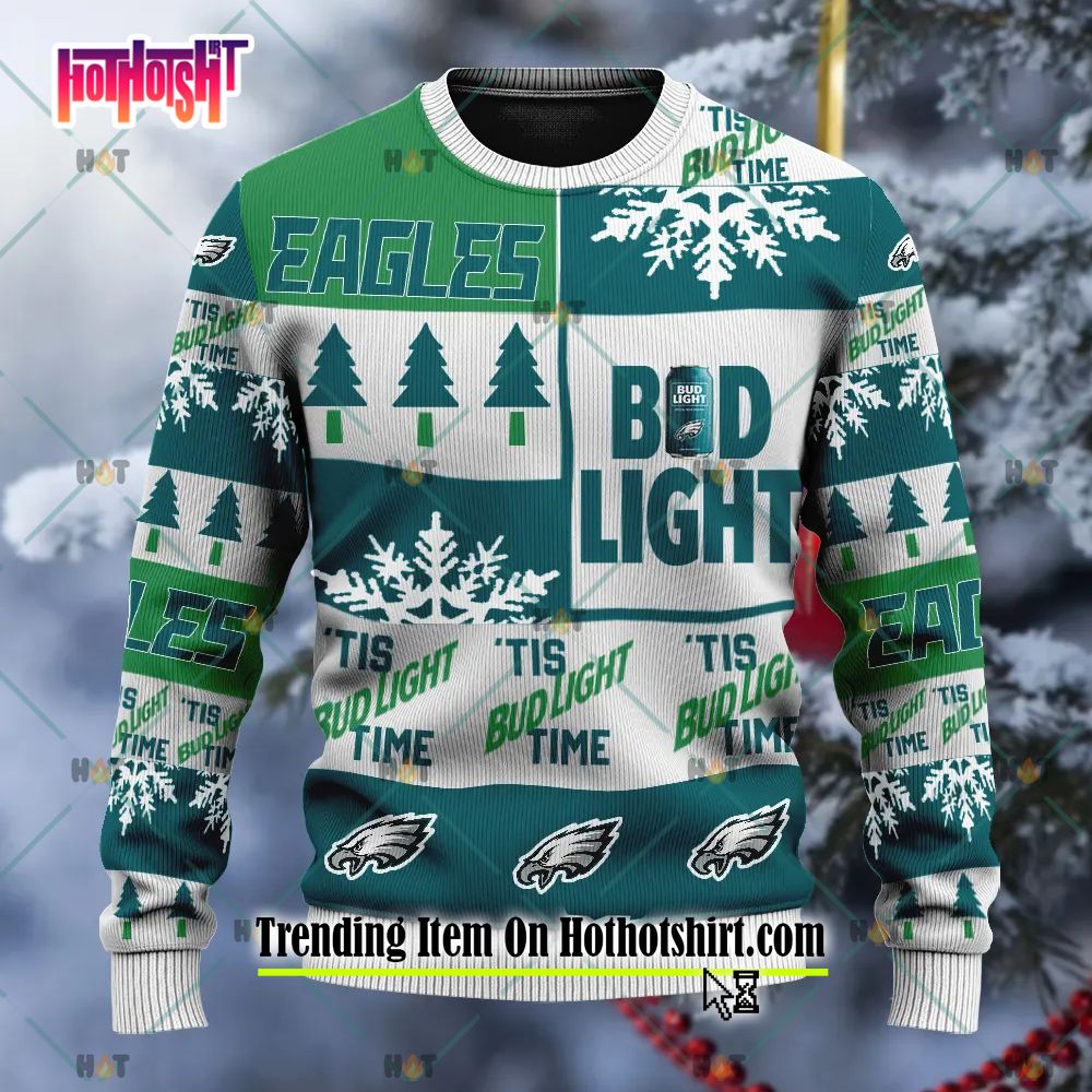 Men's PHILADELPHIA EAGLES NFL Christmas Holiday Sweater Busy Block XL  NWT