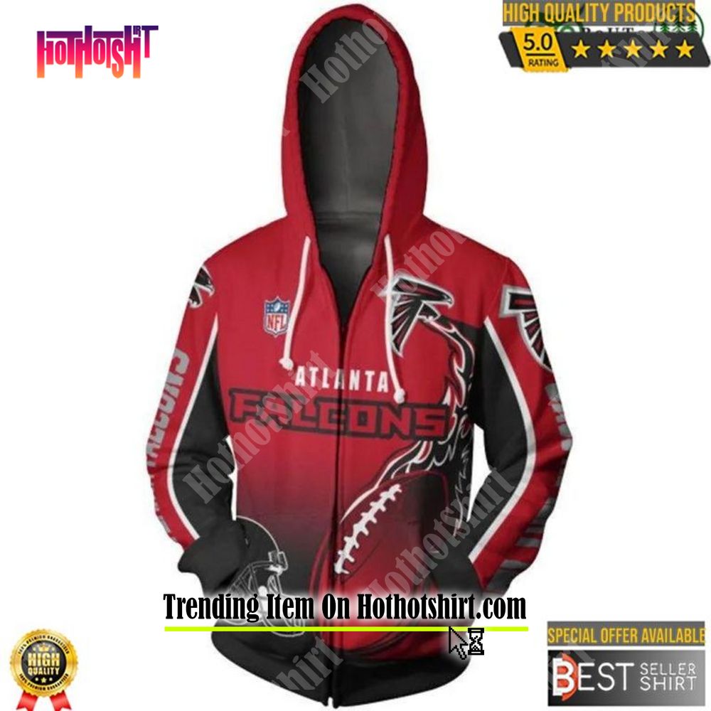 NFL Atlanta Falcons Logo Flame Pattern 3D Hoodie Pullover Print Custom Name  - Freedomdesign