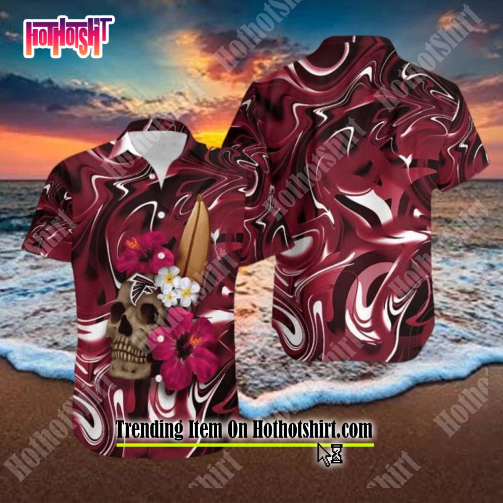 NFL Atlanta Falcons Skull Leaf Halloween Fans Hawaiian Shirt Gift